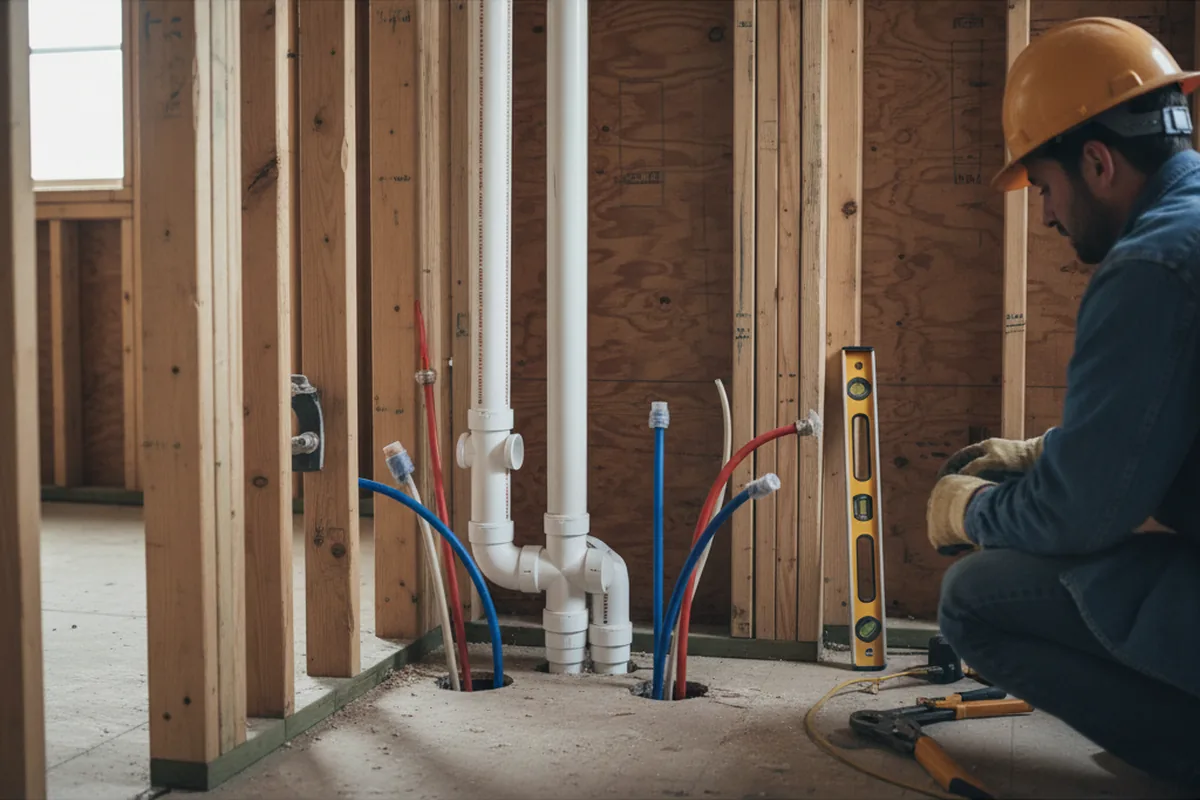 Drain and supply rough-in during Drain Cleaning in Pinetops