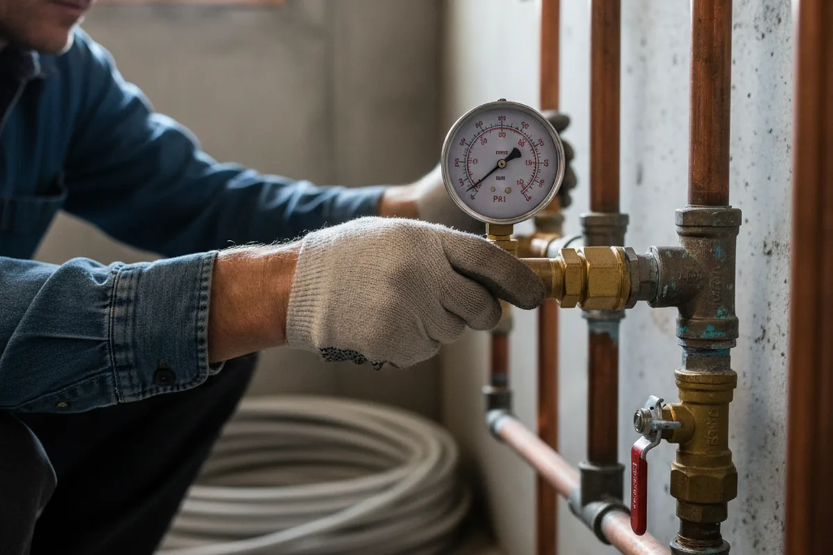 Pressure testing a repaired line during Water Line Repair in Pinetops